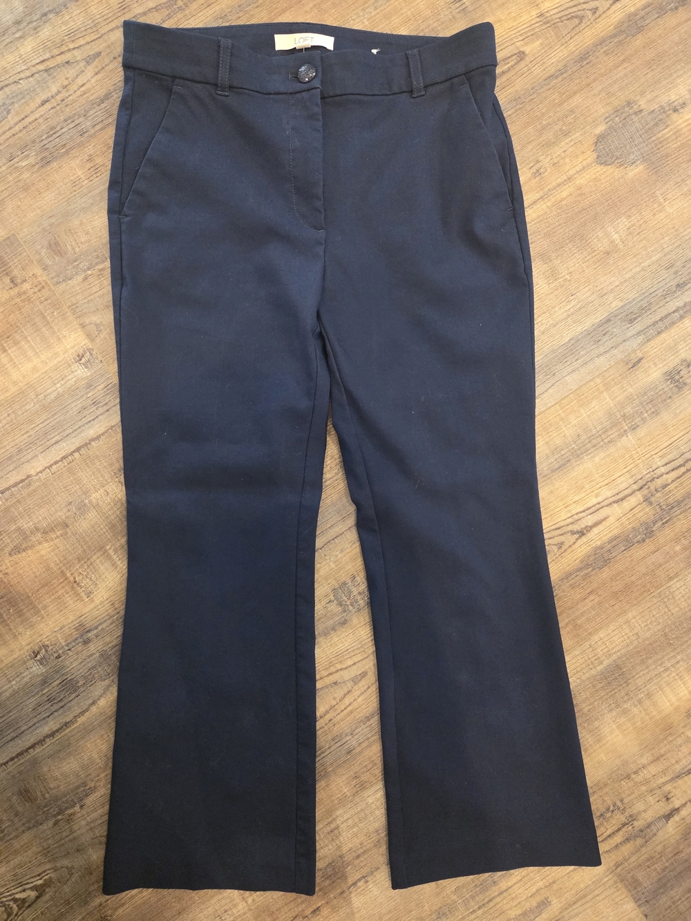 LOFT Sutton Ankle Flare Pants - Navy Blue